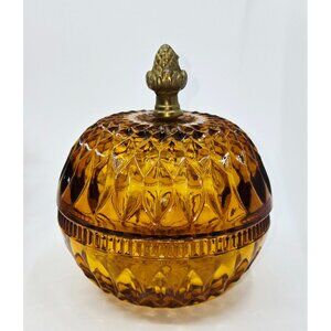 Vintage Amber Indiana Glass Acorn Candy Dish